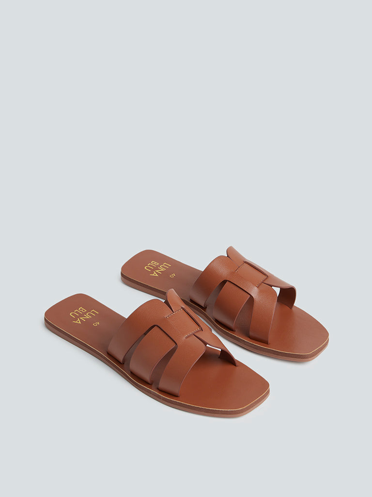 LUNA BLU Tan Multi-Strap Sandals